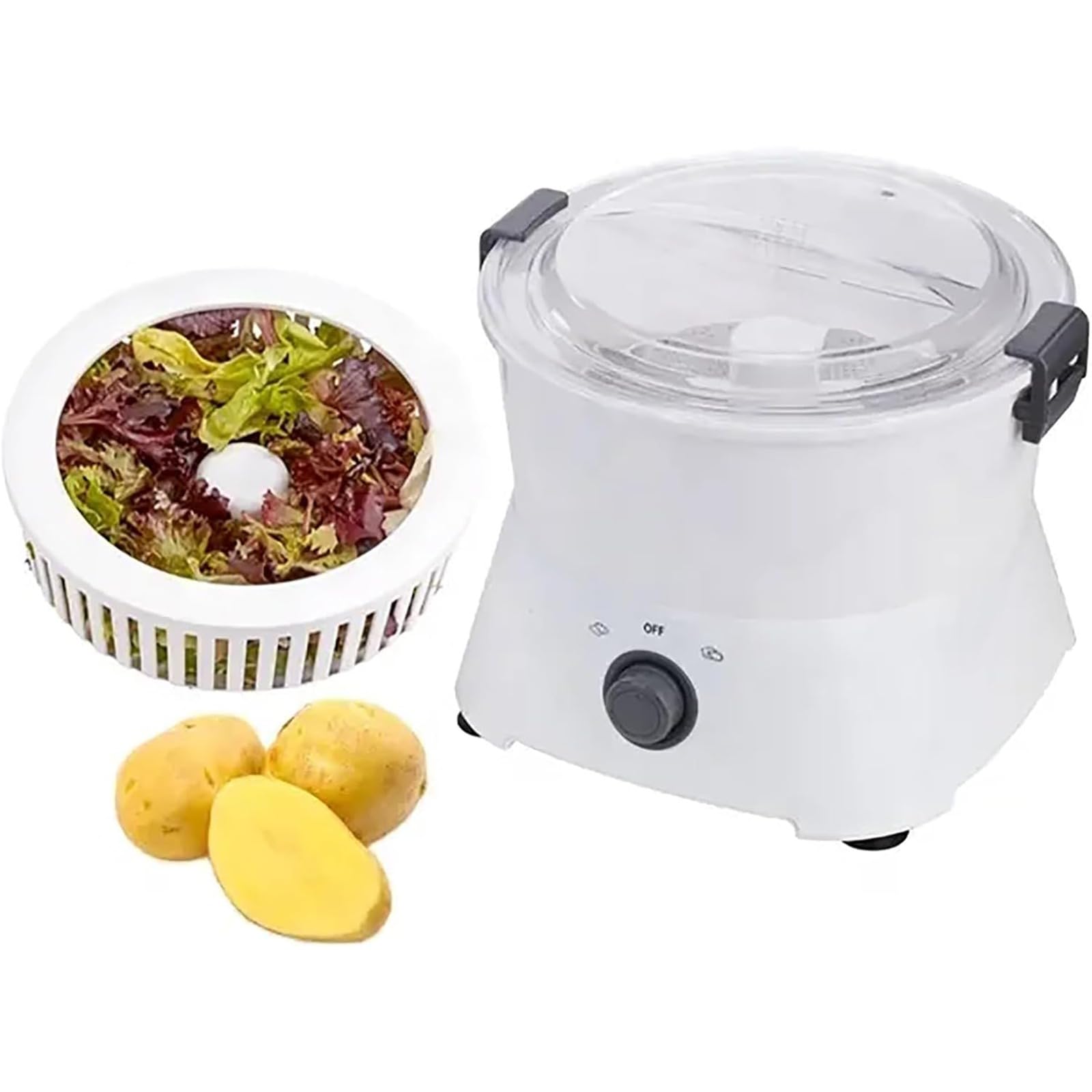 Pelador eléctrico de patatas – Máquina peladora automática de acero inoxidable con lavadora y secadora de verduras 2 en 1 para uso doméstico y comercial