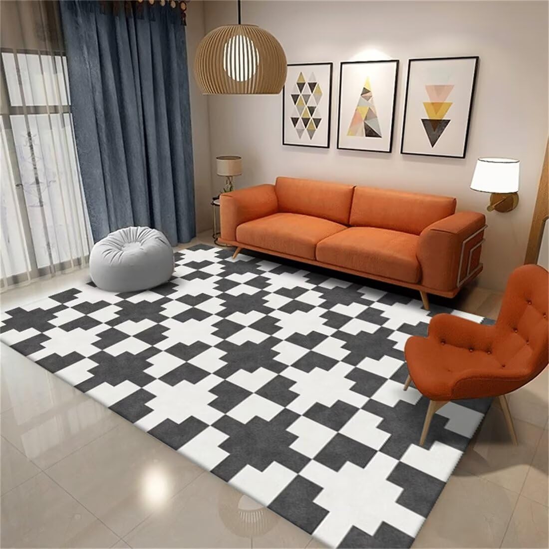 Tapis de salon de canapé gris facile à entretenir contre les taches