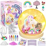 Einhorn Geschenke für Mädchen: Das 3 in 1 Einhorn-Bastelset enthält alles, was benötigt wird, um Einhorn-Kristall wachsen zu lassen, die Figur zu färben und ein Nachtlicht zu dekorieren, was Kinder zu einem ganzen Tag kreativer Arbeit anregt. Das Set enthält Einhorngips, Kristallpulver *2, Färbemittel *5, Messbecher, Holzstäbchen, Farbtablett, Pinsel, Baum, Regenbogen, Kyanit, Pilz, Geländer, Schloss, Klebeband, Lichterkette, Laternenglas, Anleitung und Geschenkbox. Einhorn Set für Mädchen 5-12.