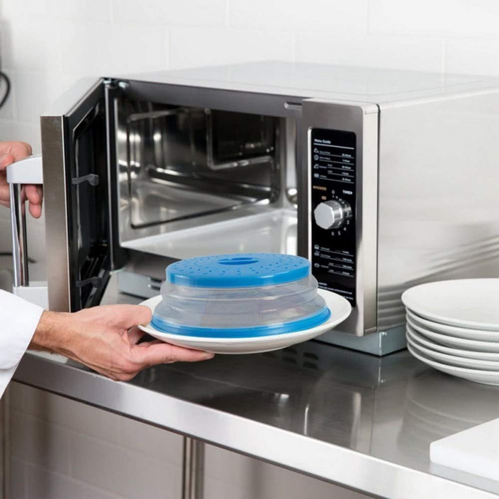 Aranticy - 2 copripiatti pieghevoli per forno a microonde, per alimenti, con colino in plastica con prese d'aria a vapore, per frutta e verdura, strumento da cucina non tossico (rosso
