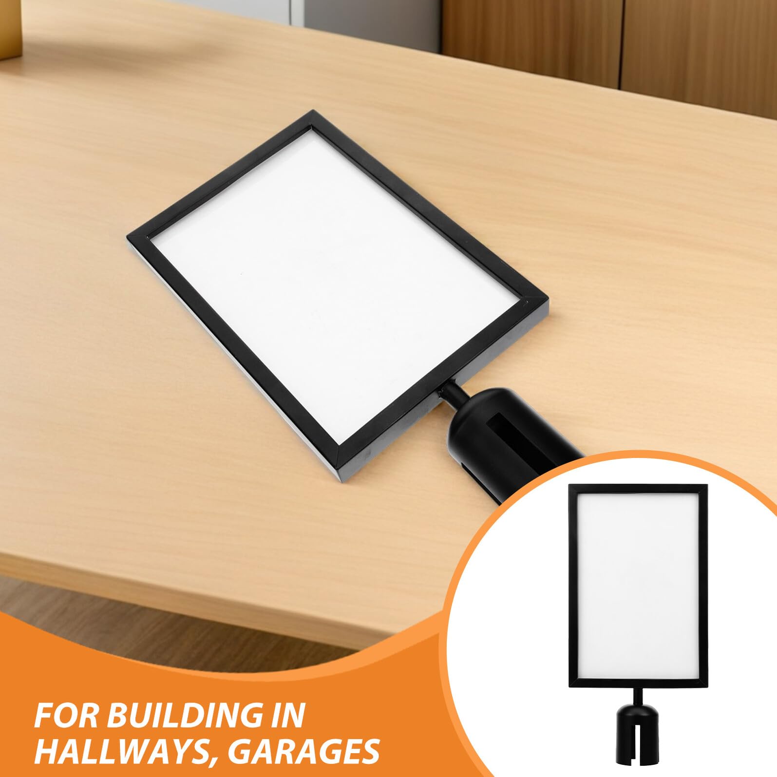 Veemoon Soportes para Letreros de Pedestal Negros Verticales A4 43 Cm 2 Unidades Base Estable para Control de Multitudes en Oficinas, Eventos y Negocios