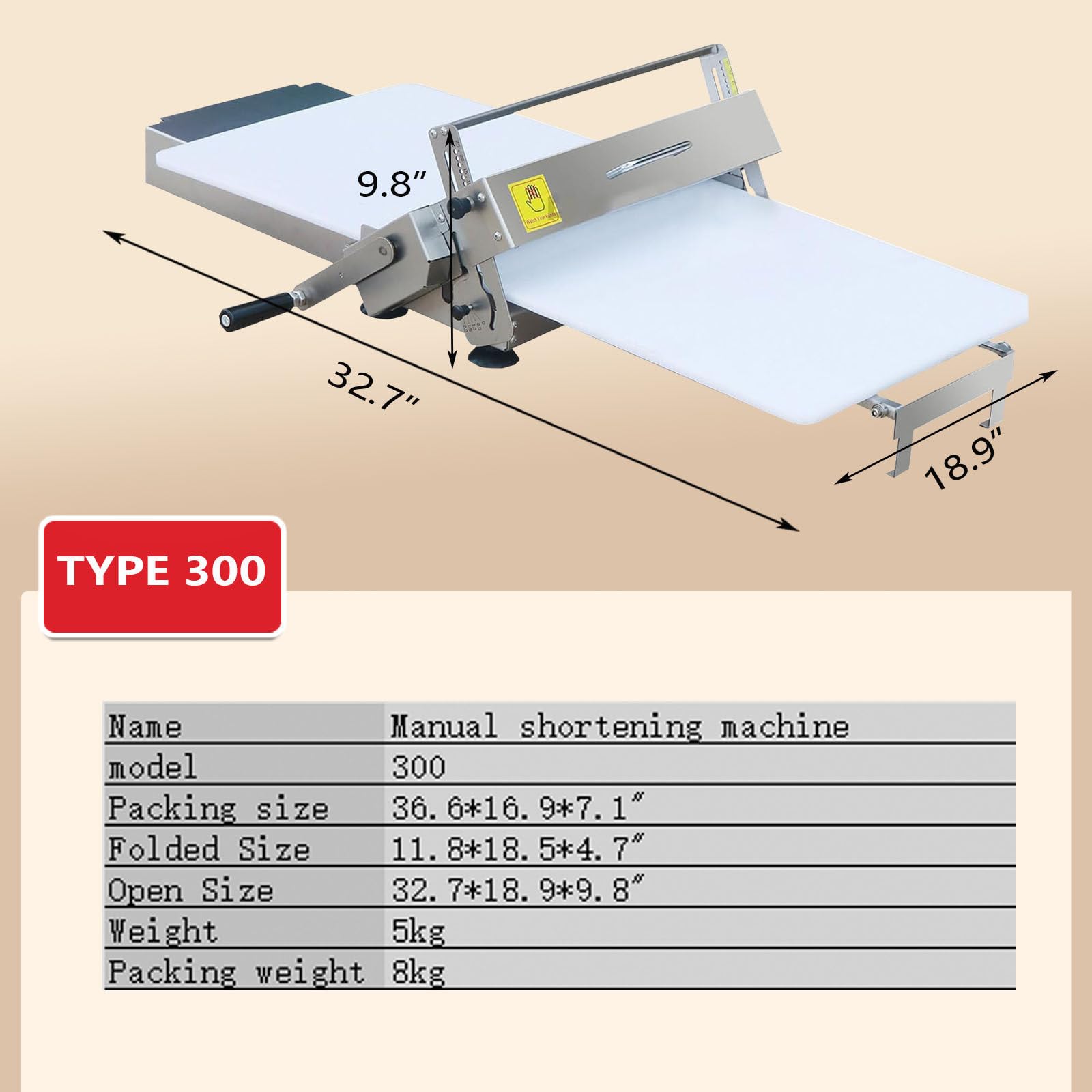 Maszyna do ciasta ze stali nierdzewnej, ręczny wałek do ciasta z regulacją grubości do robienia ciasta francuskiego, laminator do ciasta rogalikowego 300