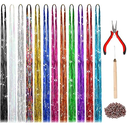FEBSNOW 47-Inch Tinsel Hair Extension Kit Cover