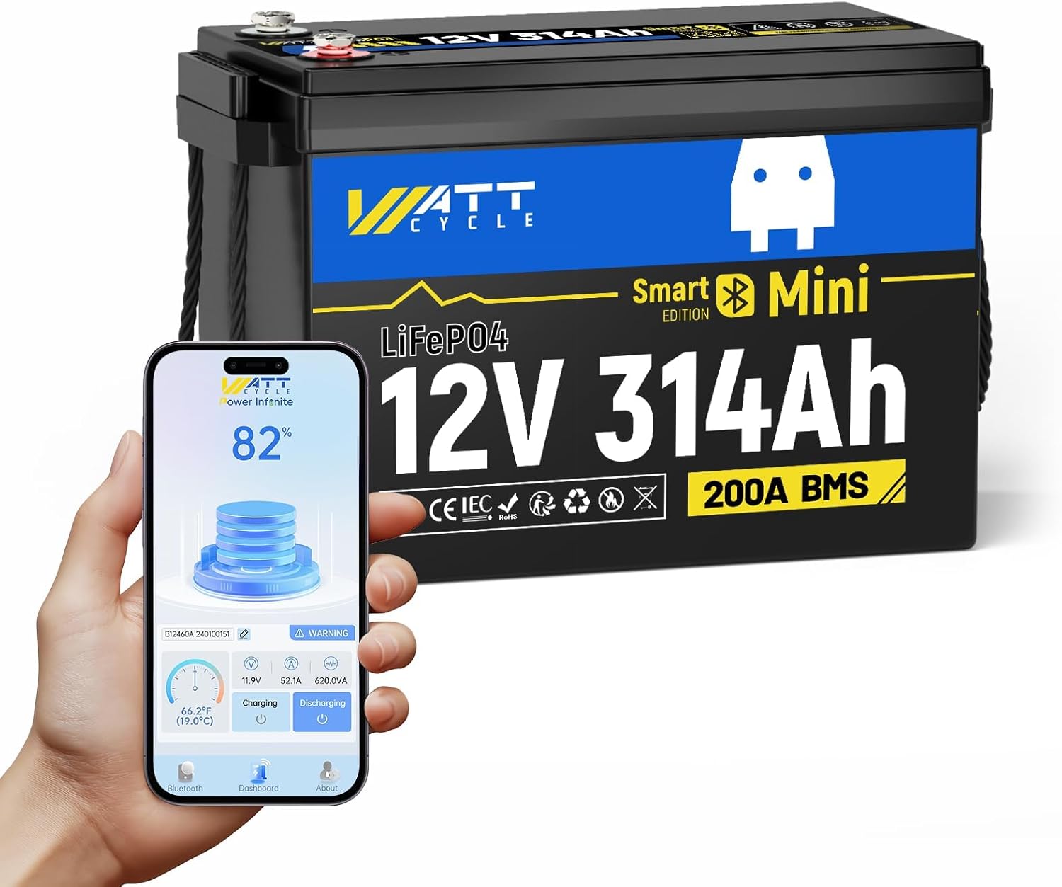 12V 314Ah LiFePO4 Mini Battery with Bluetooth