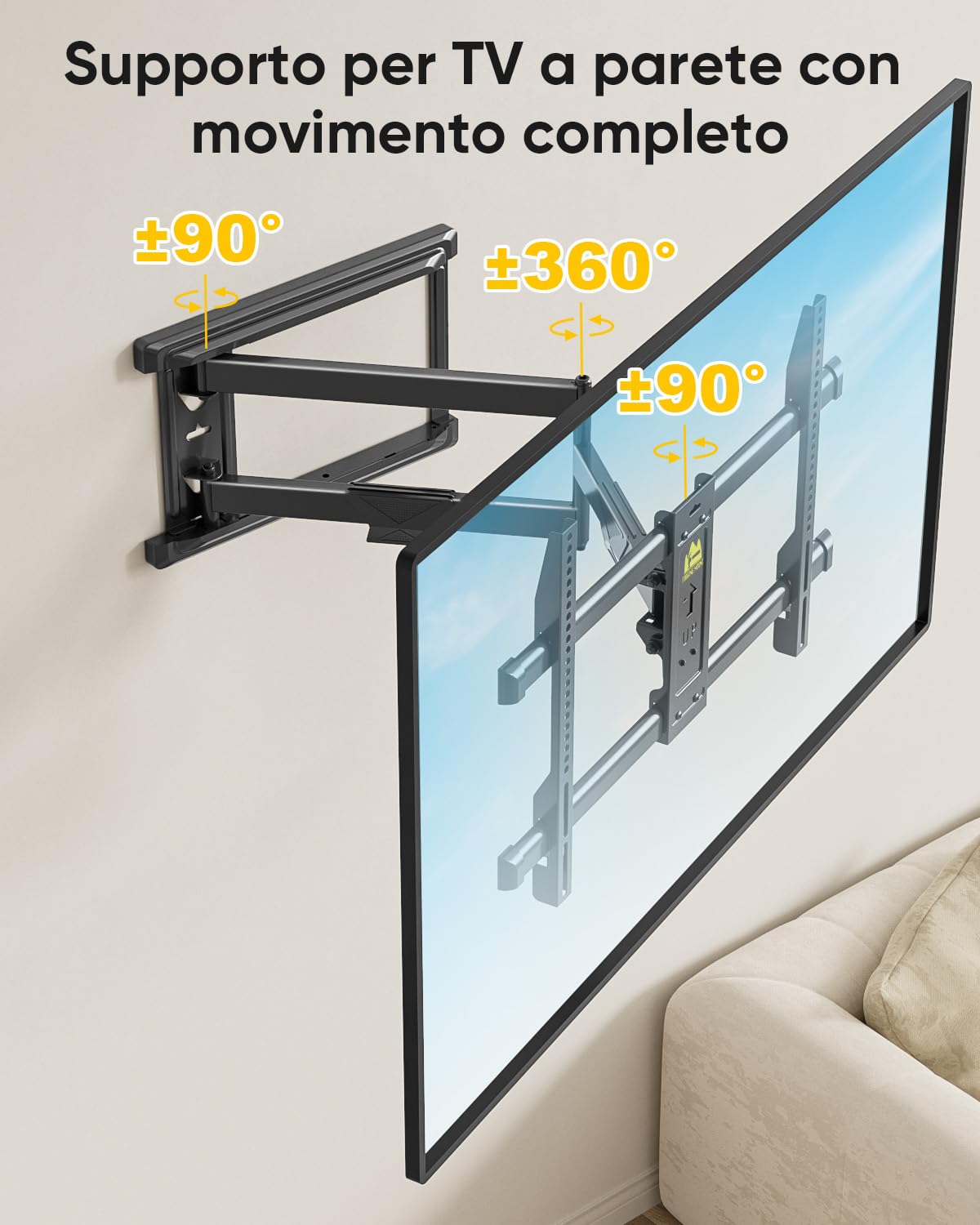 FORGING MOUNT Supporto TV Parete con Braccio Articolato Extra Lungo 765mm per Schermi LCD/LED/OLED da 37-75 Pollici,Inclinabile, Orientabile, Max VESA 600x400 mm, Fino a 45KG