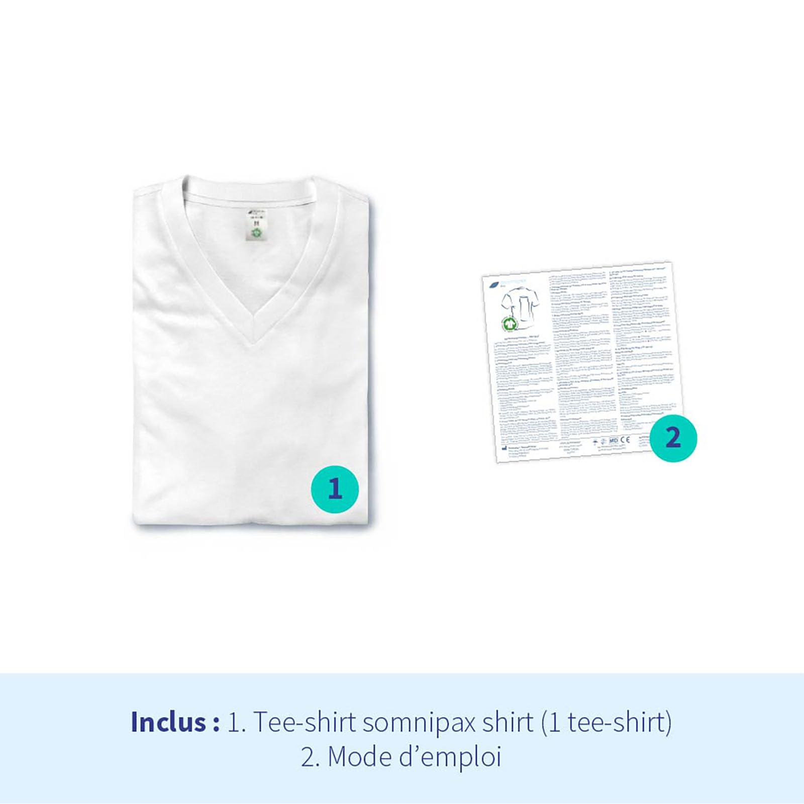 T-shirt de rechange (t-shirt uniquement, sans rouleau ou coussin d'air) – 100 % coton biologique, convient pour les variantes standard et confortables, pour homme, taille