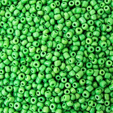 50g Opaque Seed Beads. Approx 500 x 4mm-6/0, 1500 x 3mm-8/0 or 3000 2mm-11/0 Green 4mm Cover