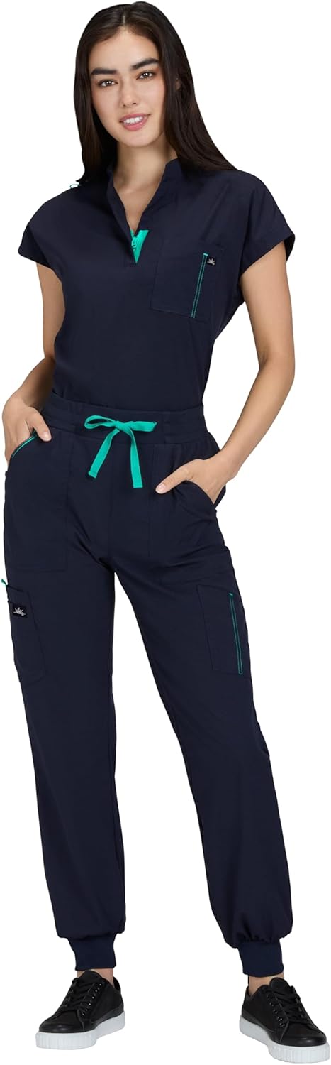 KOI Solis x Catrin Women's 2-Pocket Zipper-Neck Scrub Top - Image 7