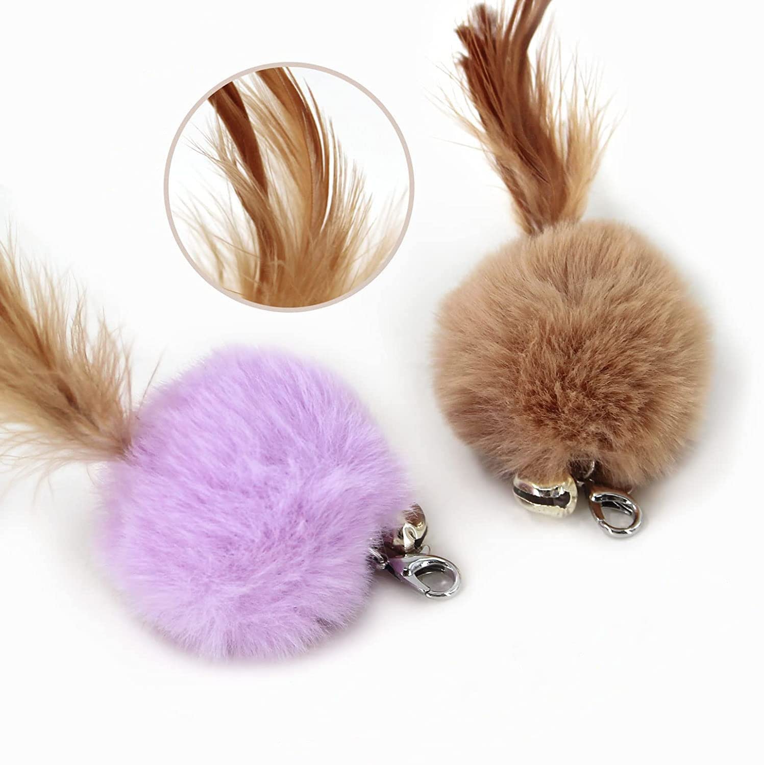 Juguetes de plumas esponjosas para gatos, repuesto de varita de juguete para gatos, 6 piezas de repuesto de plumas de juguete esponjosas, accesorios interactivos de varita para gatos, con
