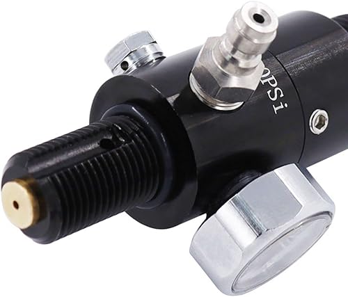 Miniatura 8 de TUXING Regulador de tanque de aire de paintball de 4500PSI y medidor de válvula, regulador de paintball de aluminio duradero, para industrial