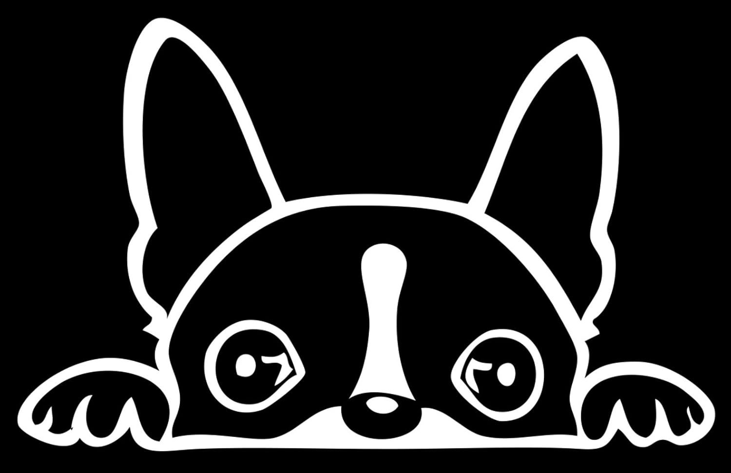 Boston Terrier Peeking Decal Vinyl Sticker Auto Car Truck Wall Laptop | White | 6" x 3"