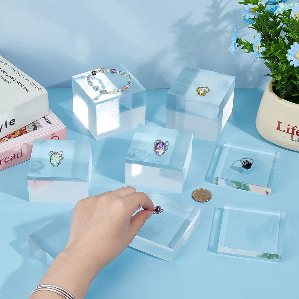 UNICRAFTALE Lot de 8 cubes en acrylique transparent pour présentation de produits de photographie - Supports rehausseurs de 80 mm pour bijoux, photographies, objets de collection