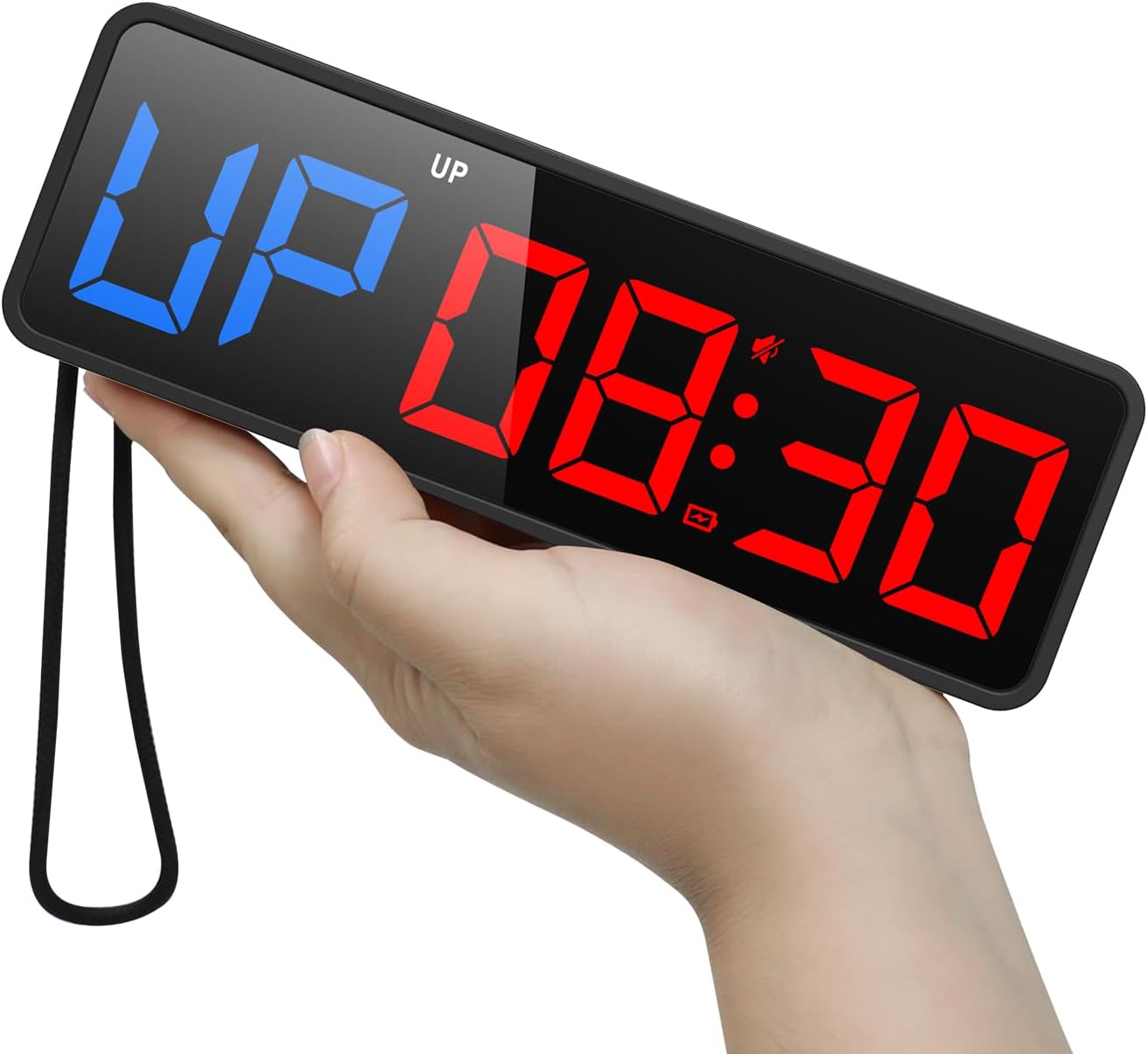 Small Portable Gym Timer Clock, Strong Magnet, Workout Interval Timer with Powerful Battery, Stopwatch, Remote Control, Adjustable Brightness, Fitness Digital Timer for Home/Garage/Boxing