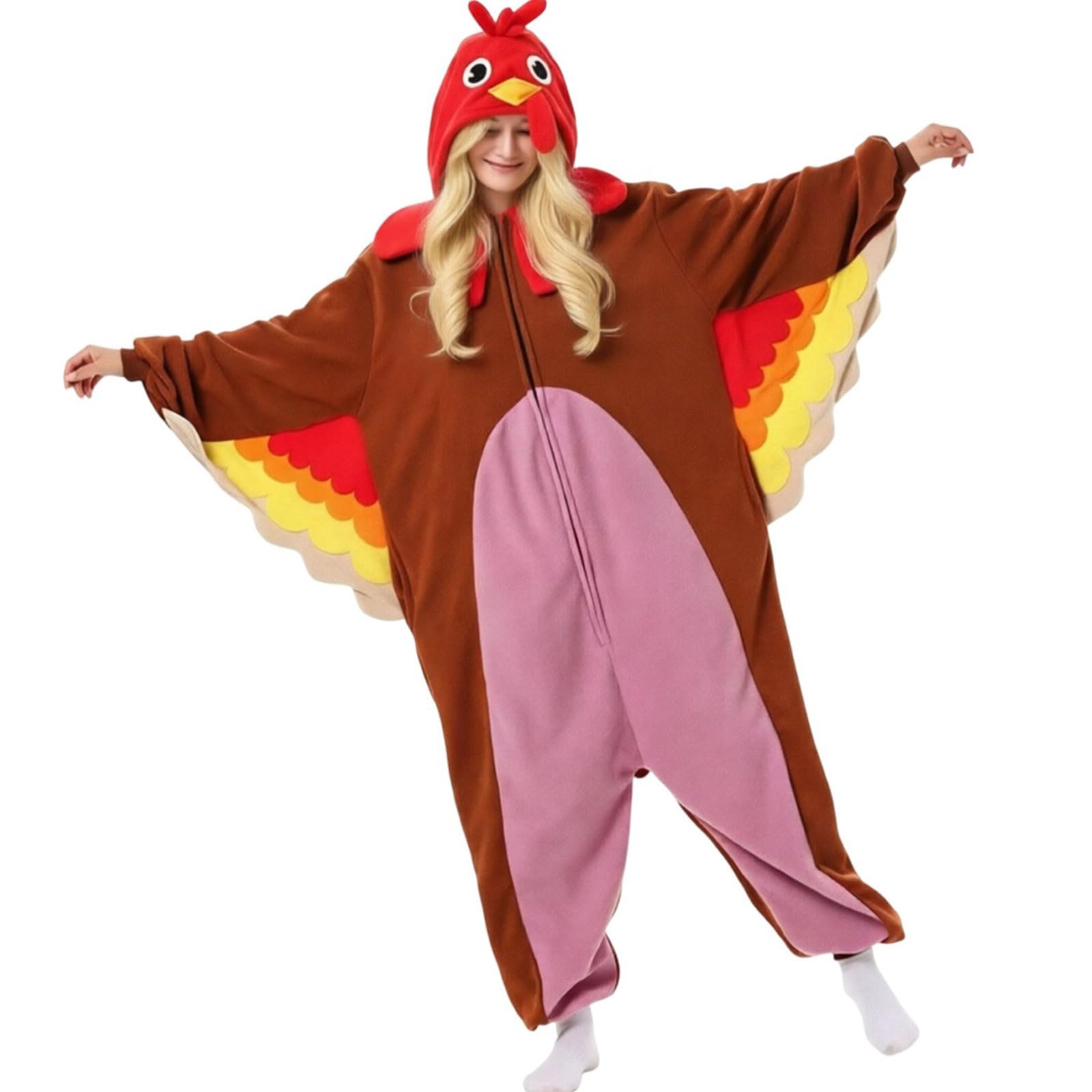 Halloween Einteiler Schlafanzug Damen Warm Pyjama Truthahn Nachtwäsche