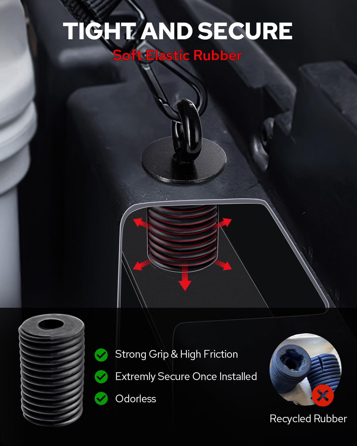 Benlari 2,5 cm ATV Spannanker Schloss und Ride Eisen Gummi passend für Polaris RZR Sportsman Ace 2013-2025 Schwarz