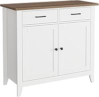 HORSTORS Modern Farmhouse Buffet Cabinet Ivory White - Kitchen Storage Sideboard with 2 Drawers 2 Doors for Coffee Bar Living Dining Room