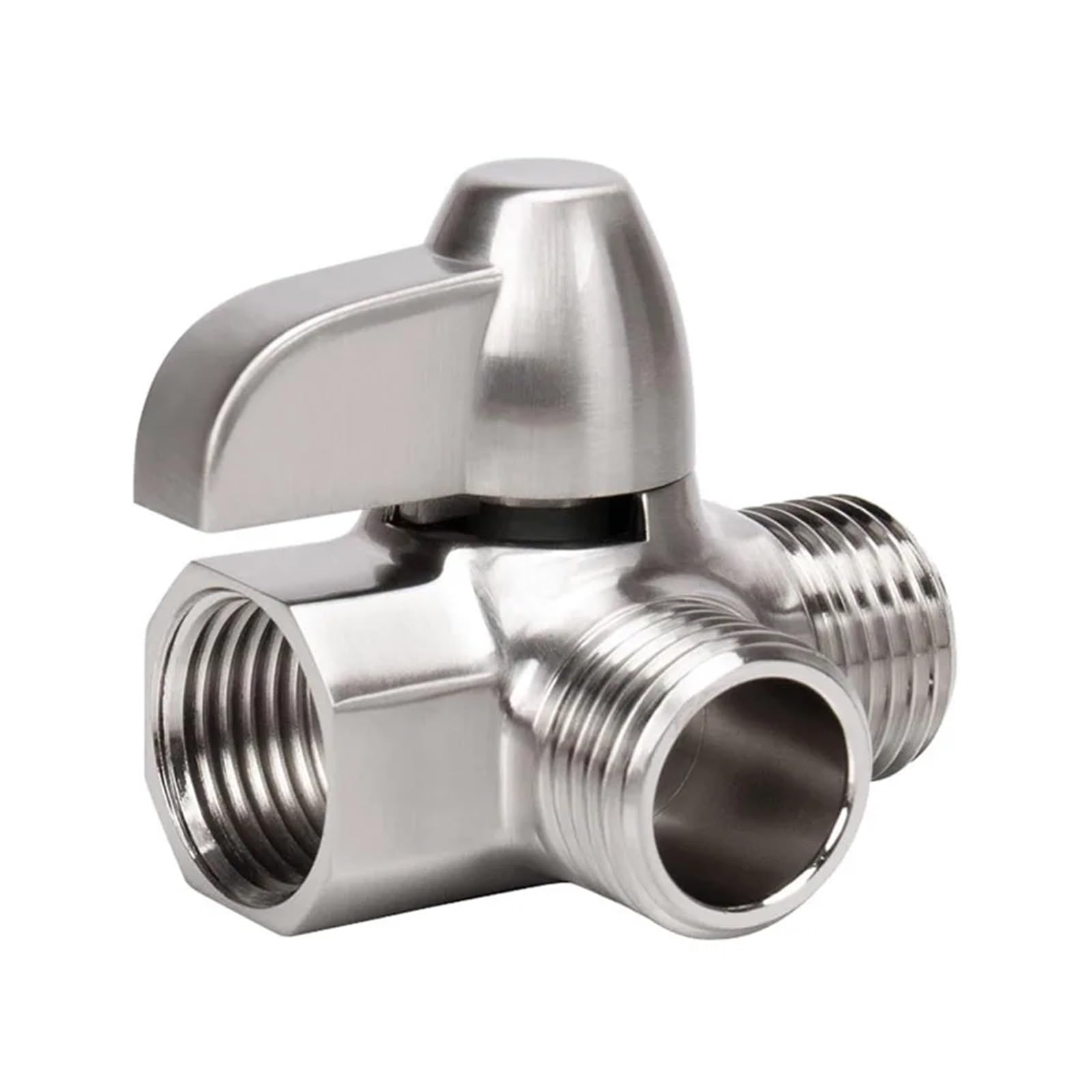 Itrhjtgp Brushed Silver Hose Splitter 3-Way Copper Diverter Valve Faucet Splitter G1/2 Connector For Shower Arm Mounted Bathroom Accessory For Bathroom(Brushed Silver)