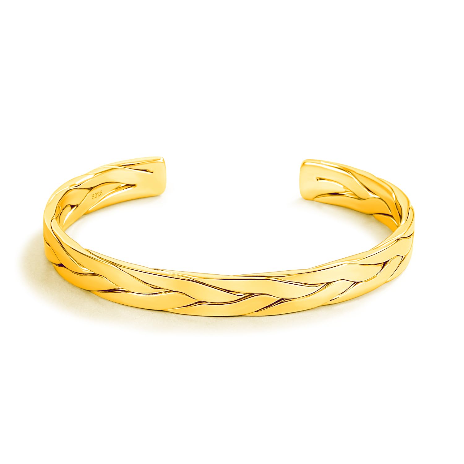 Dankadi Bracciale rigido lucido rotondo largo 4 mm in 925 argento per donna, set bracciale placcato oro liscio semplice classico 60-65-68 mm per regalo di compleanno festa della mamma amica