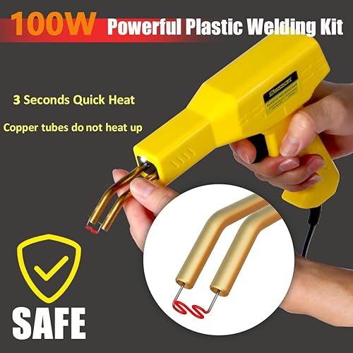 Miniatura 5 de Soldador de plástico, kit de soldadura de plástico 2 en 1, kit de reparación de plástico de grapadora en caliente para reparación de grietas de