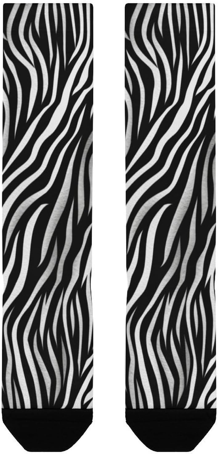 Zebra Print Knee High Soccer Socks Moisture Wicking