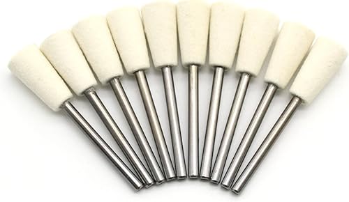 Miniatura 8 de TEMO 100 piezas de fieltro de lana de pulido Bob Burr 12 pulgada de diámetro 14 pulgadas de alto ruedas #414 con 2 tornillos mandril 401 vástago de