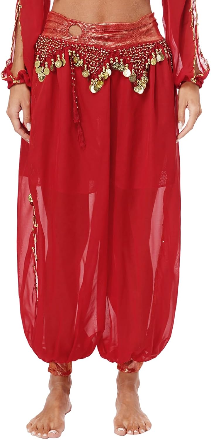 YiZYiF Womens Belly Dance Halloween Carnival Costume Side Split Pants