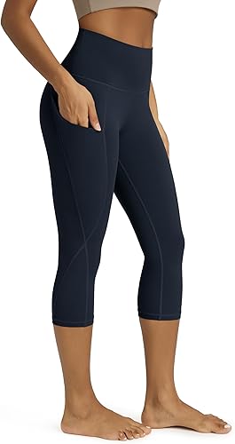 Miniatura 671 de ODODOS - Leggings tipo capri de mujer, no se traslucen y modelan el abdomen, con cintura alta y bolsillos; para hacer yoga, atletismo, ejercicio