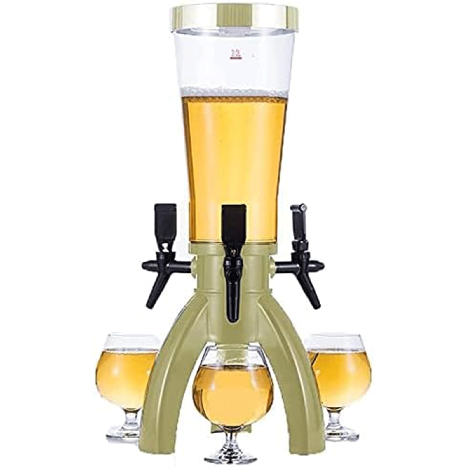 Dispensador Torre de cerveza de 3L/101OZ con grifo de 3 grifos, torre de bebidas con carámbanos extraíbles, dispensador de diseño de base Triangular para licor/bebidas frías Cerveza