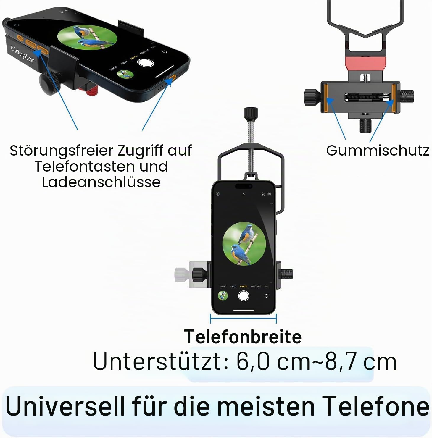 TRIDAPTOR Move Shoot Move Hochpräziser 3-Achsen-Digitaladapter für Smartphones an Teleskope