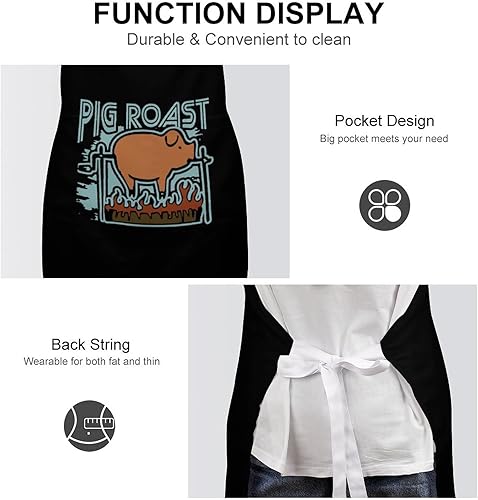 Miniatura 6 de Pig Roast - Delantal unisex con bolsillos, ajustable, impermeable, para cocina