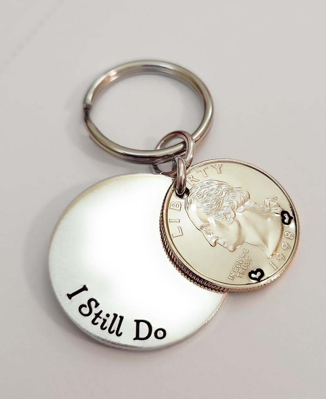25 Years and I Still Do 25th Anniversary Gift Wedding Anniversary 1998 Quarter Key Chain with Personalized Options