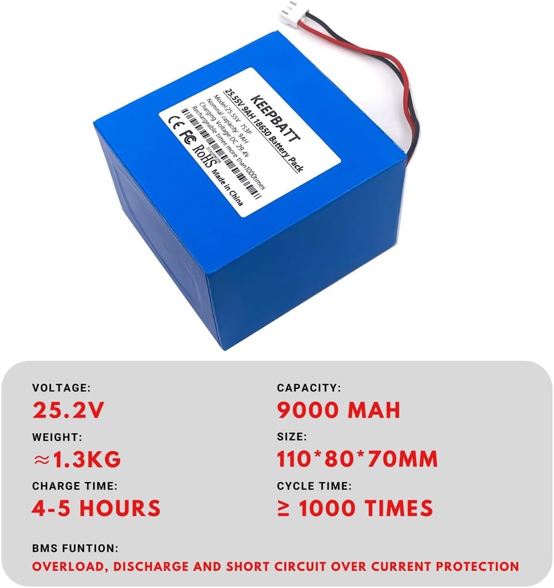 25.5V 7S3P 9Ah Replacement Battery for Aiper Seagull 3000 Wall-Climbing Cordless Pool Cleaner