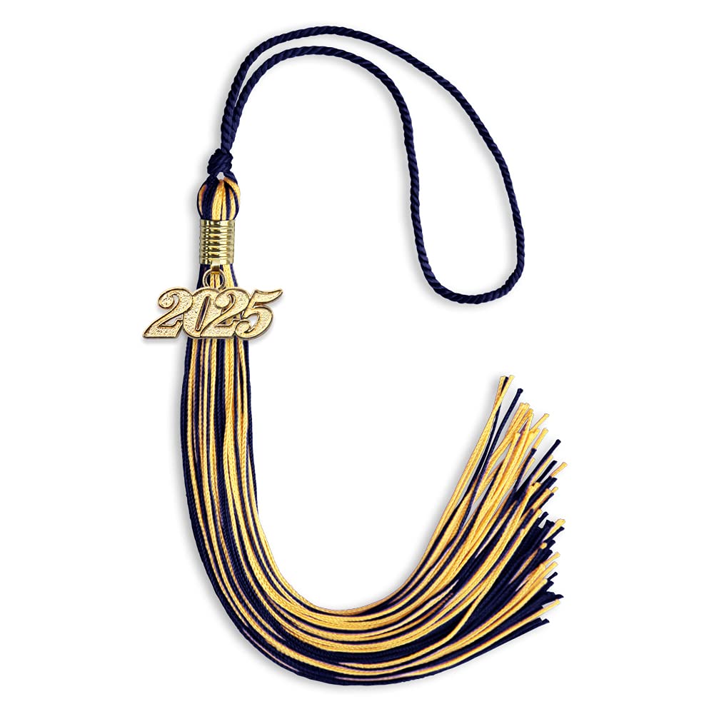 Endea Graduation Mixed Double Color Tassel with Gold Date Drop (Navy Blue/Gold, 2025)