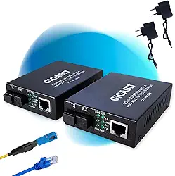 Par Conversor Mídia Fibra Óptica P/ Rj45 Gigabit 1000 Mbps A+B C/NF