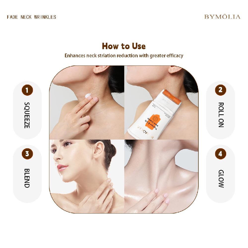 Neck Firming Roller Massage Cream, Anti-Aging Neck & Décolletage Tightening Lotion with Collagen & Hyaluronic Acid, Improves Sagging, Crepey Skin, Wrinkles & Fine Lines, 4.23 fl oz