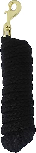 CHALLENGER Caballo 8' suave redondo trenzado negro nylon 3/4" cuerda de plomo con broche de latón 605SE02BK