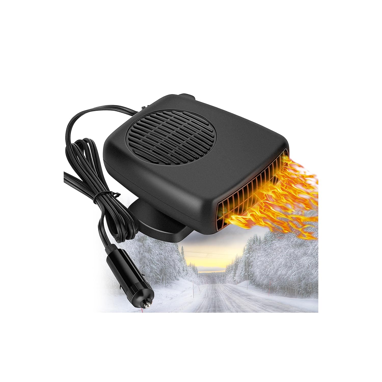 Car Heaters that Plug into Cigarette, 2 in 1 Portable Windshield Car Heater with Heating & Cooling & Air Purify Function, Electric Fan Heater Heating Windshield Defroster Demister, 12V 150W