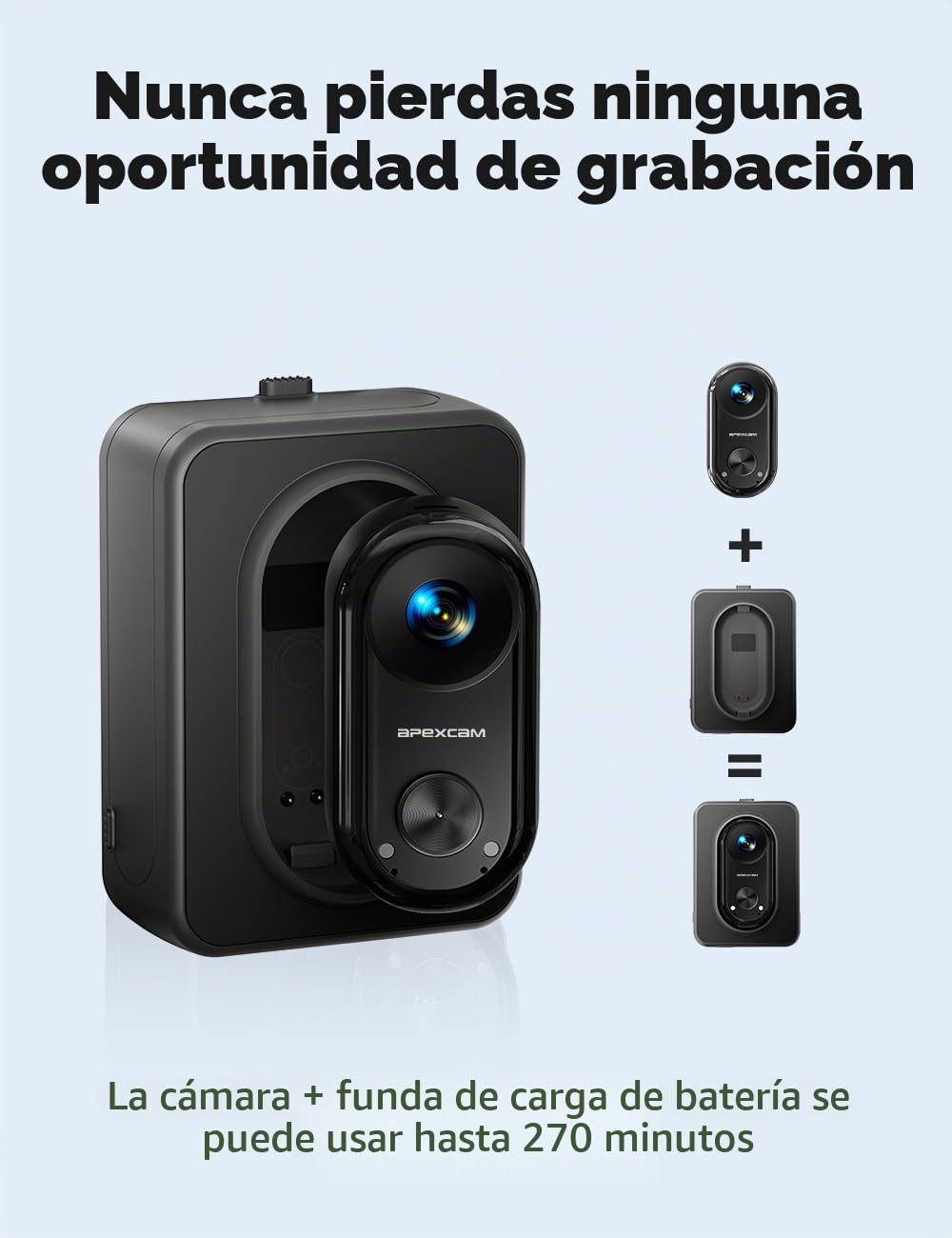 Apexcam K70 Pequeña Cámara Deportiva 4K/20MP con 64GB Tarjeta WiFi POV Vlogging Cámara con EIS Impermeable 30M Cámara Subacuática y 1300mAh Expansion Module con Varios Accesorios para Deportes