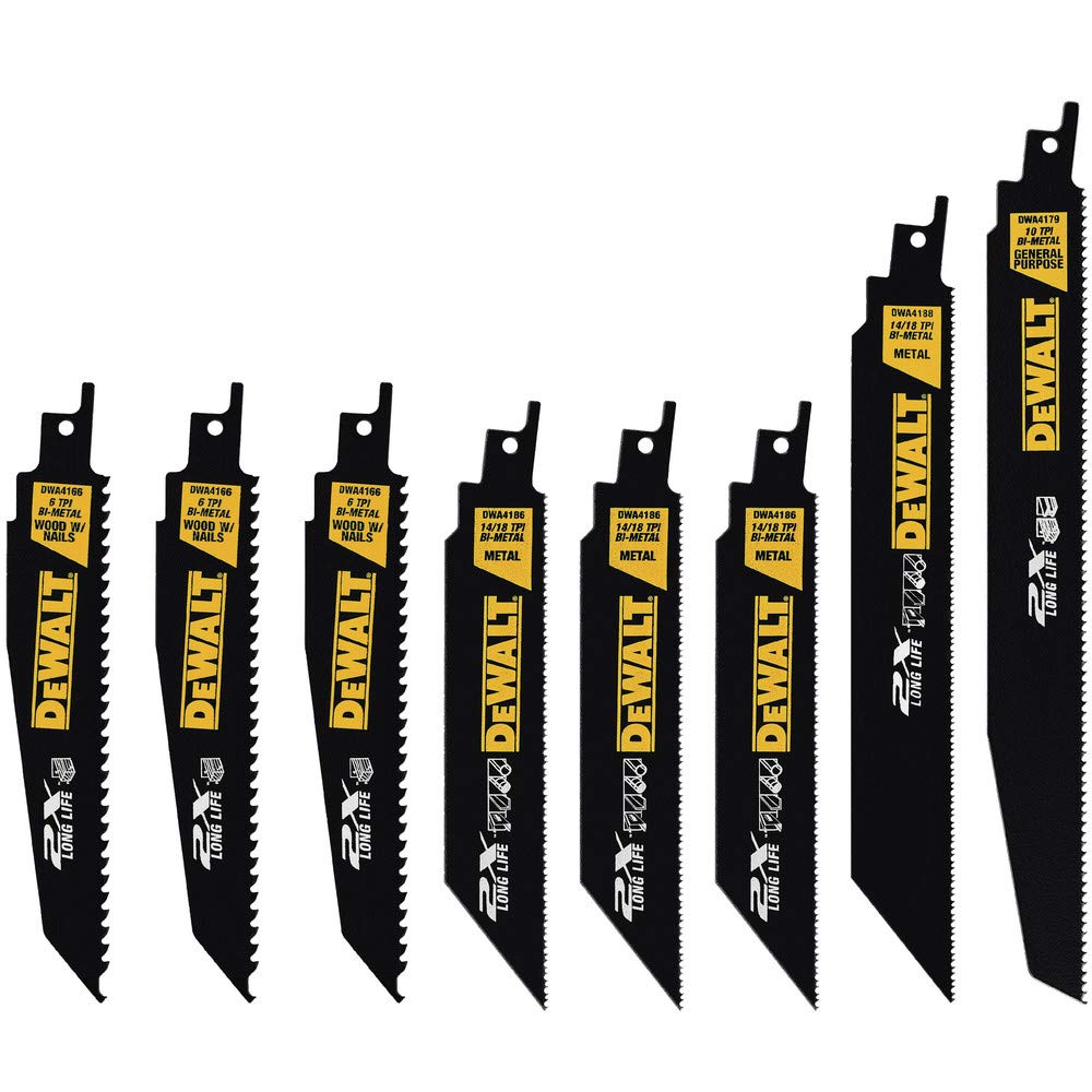 DEWALT - DWA4101 Lot de 8 lames de scie sabre pour bois et métal