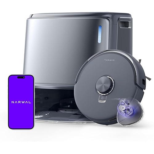 NARWAL Freo Z10 Ultra Robot Vacuum and Mop Combo, Dual RGB Cameras and Chips, AI Avoidance, 8N Corner to Edge Deep Cleaning, Dry-Wet Separation, 18000Pa, Hot Water Wash & Self-Emptying, Gray