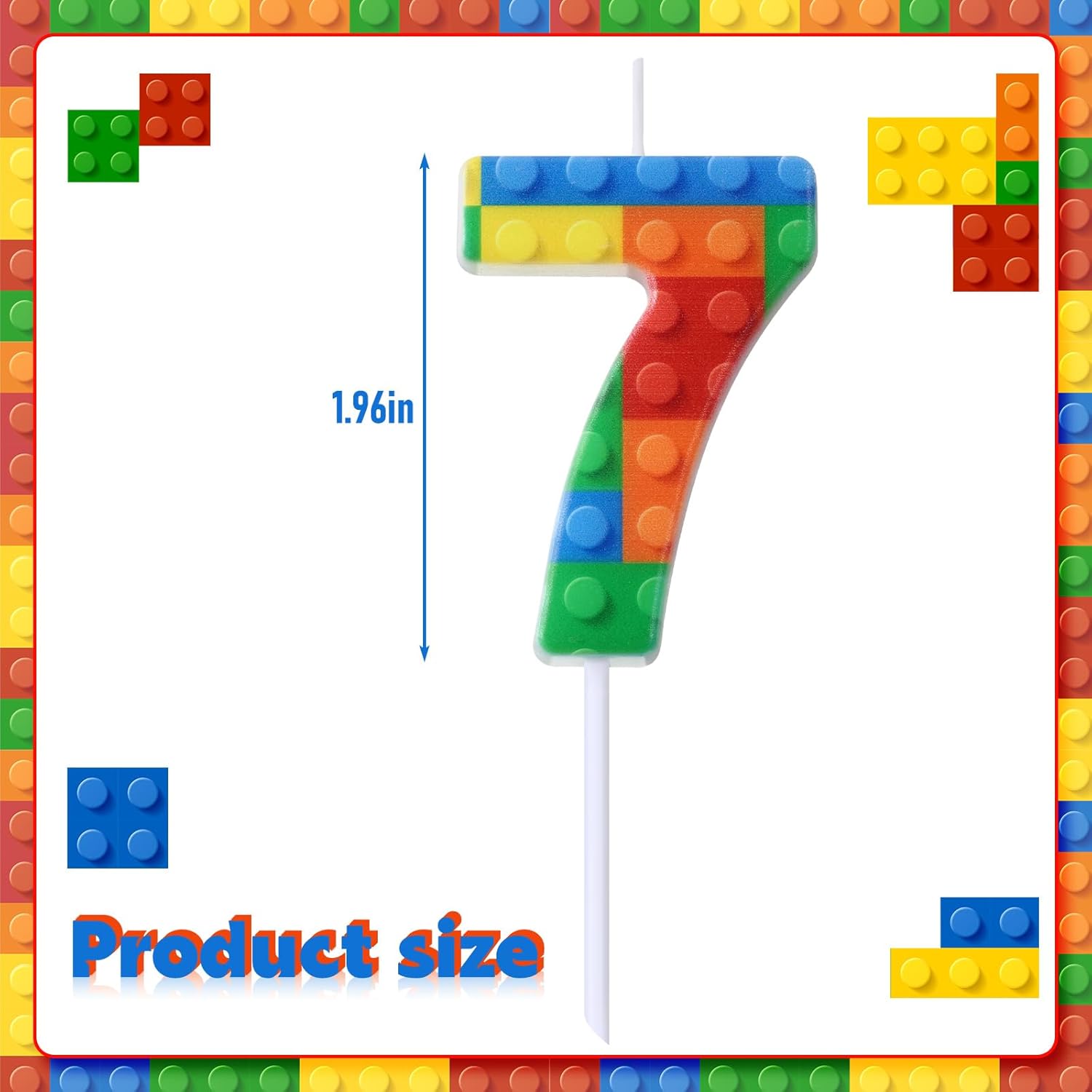 Building Block Number 0-9 Birthday Cake Candle Numeral Birthday Sparkler Candles for Building Block Cake Topper for Party Decorations Supplies(Number 7)