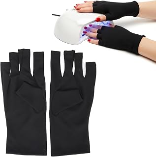 Anti UV Gloves for Gel Nail Lamp, Professional Protective Gloves for Manicure, UV Protection Gloves, Nail Art Skin Care Fingerless Glove Protect Hands for Nail Polish Nail Art Dry(Black)