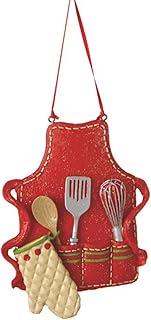Midwest-CBK Cute Christmas Holiday Pastry Chef Bakers Apron Ornament , Red, Medium, 3.5