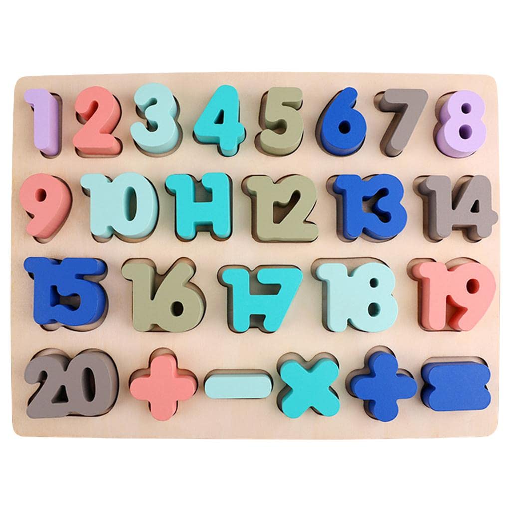 Gralara Puzzle Bloques de Madera Tablero Juego Educativo Apilable para Bebés Niños Desarrollo Motricidad Fina Aprendizaje Temprano Coordinación Man, Número 1-20