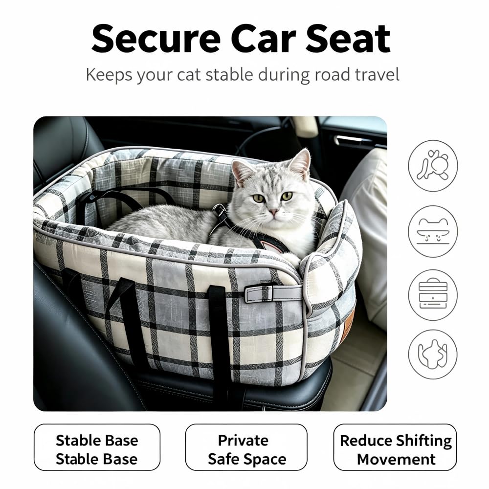 Asiento de Coche para Perros Pequeños para Chrysler Pacifica 2017-2025 | Asiento de Coche para Mascotas en Consola Central, Elevador Portátil, para Perros y Gatos