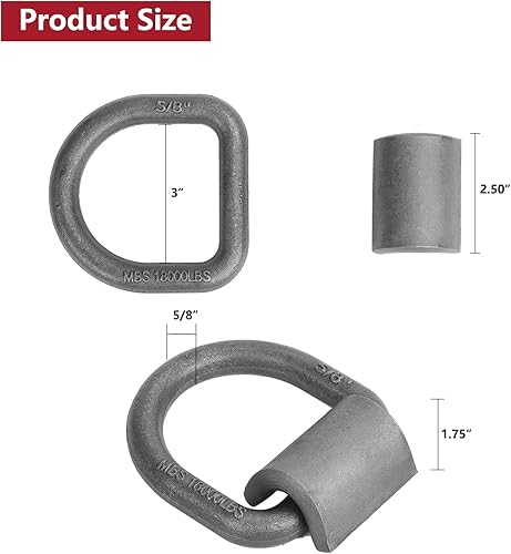 Miniatura 2 de Gooeap Anillo en D de acero forjado resistente de 58 pulgadas en anillo de amarre de 18000 libras para asegurar cuatrimotos UTV cortacéspedes y