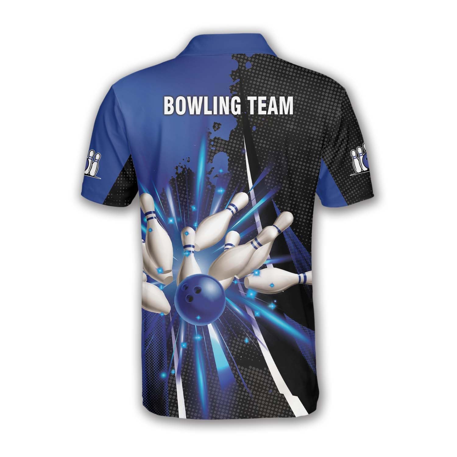 DnDeez Custom Bowling Shirts for Men, Bowling Jerseys Unisex Team Polo Striker, Large Blue