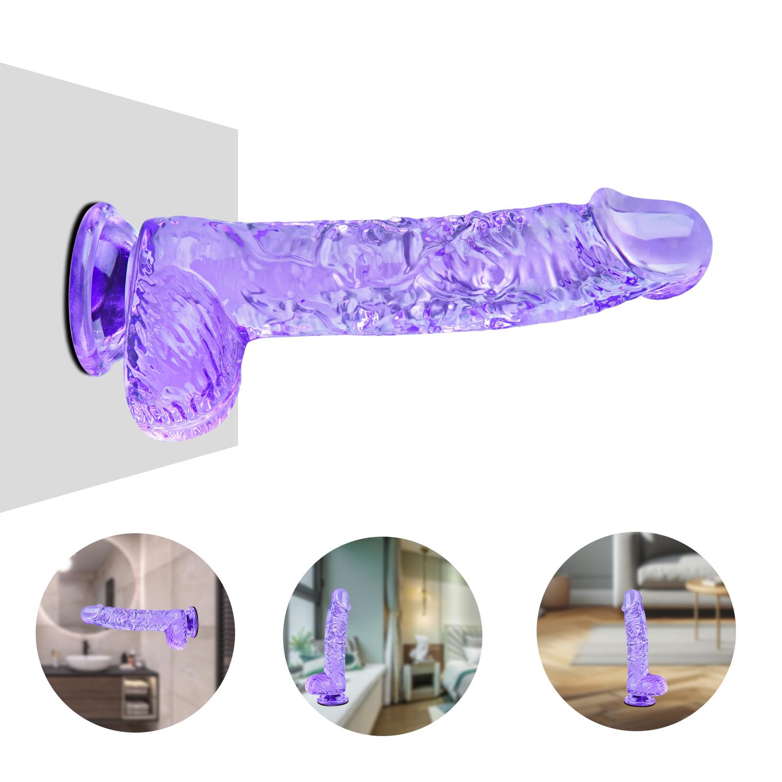 Small Realistic  6.4-Inch Cute Dildo with Suction Cup, Thin Dildo with Egg, Adult Sexual Toy for Vaginal G-spot and Anal Pleasure, Suitable for Beginner Female/Male/Homosexual Users: Purple