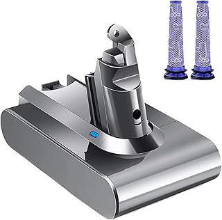 Bonadget Replacement Battery for Dyson V6, 6000mAh Battery for Dyson V6 DC58 DC59 DC61 DC62 DC72 DC74 SV03 SV05 SV06 SV07 SV09 Vacuum Cleaner + 2PCS Filters