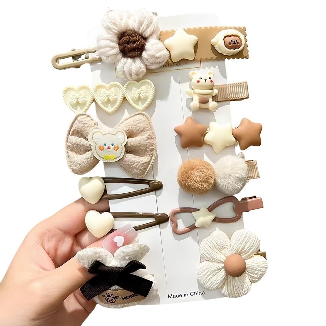 12 Piezas Pinzas pelo Niña, Lindas Pinzas para el Cabello Moda Niñas Accesorios para el Cabello Conjunto de Lindas Pinzas para el Cabello Clips de Metal (Beige)